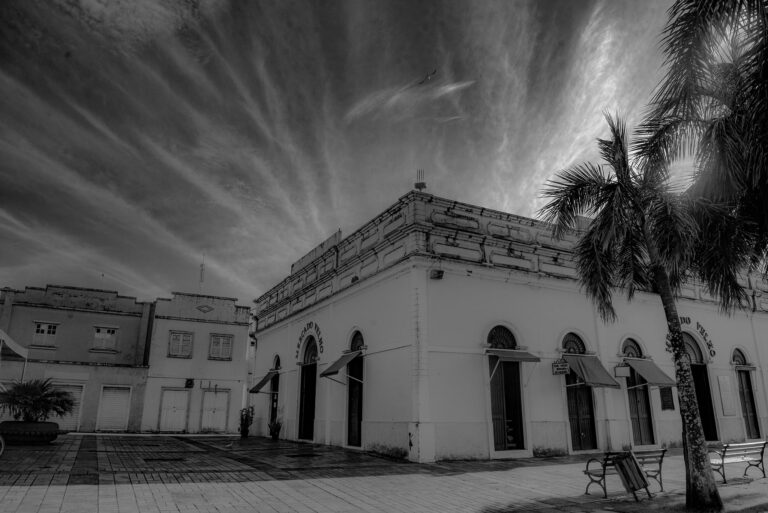 Novo Mercado Velho de Rio Branco em preto e branco