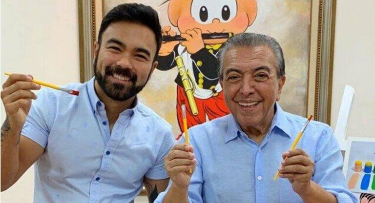 Filho de Maurício de Souza esbanja amor e dá beijão em esposo