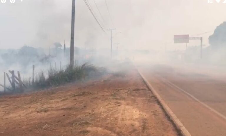Vídeo: motoristas arriscam a vida na travessia de cortina de fumaça na BR-364