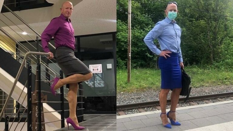 Homem bomba nas redes sociais por compartilhar ‘looks’ de saia e salto alto