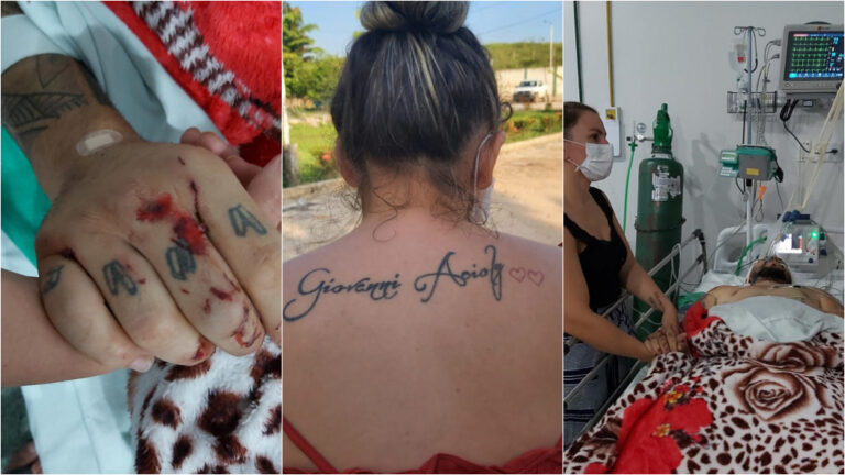Irmã de Giovanni segura sua mão na UTI e pai se emociona: “Tatuaram o nome um do outro”