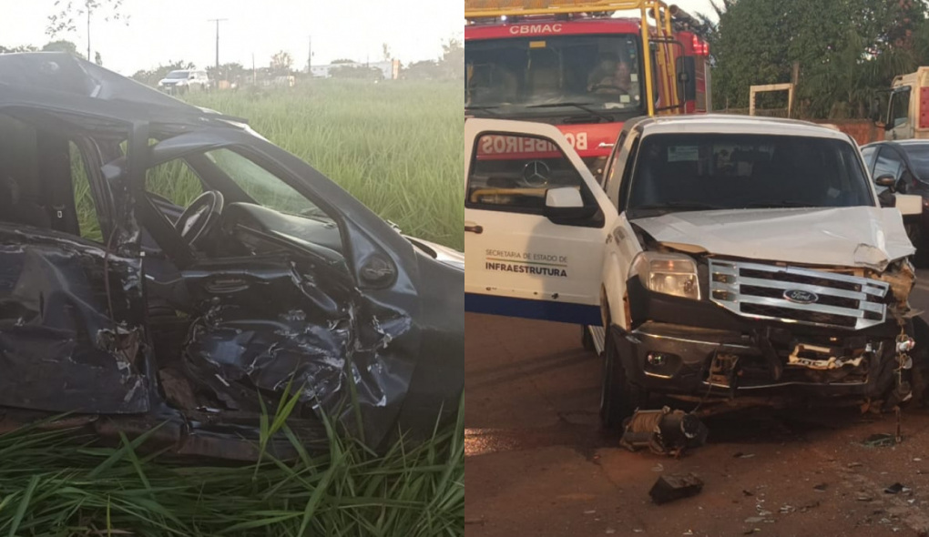 Motorista fica ferido em acidente com caminhonete do governo na Via Verde