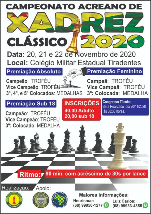 Torneio de xadrez online terá premiação de até R$ 20 mil