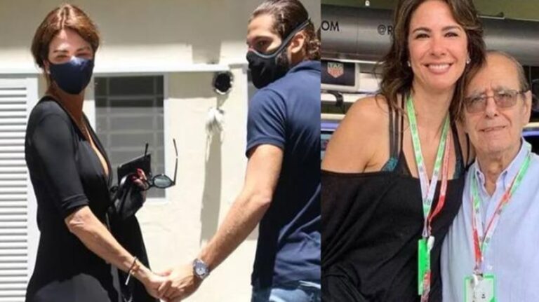 Com o namorado e emocionada, Luciana Gimenez se despede do pai em velório