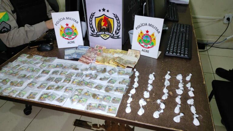 Mulher de 30 anos é presa com skunk, cocaína e dinheiro no bairro Esperança