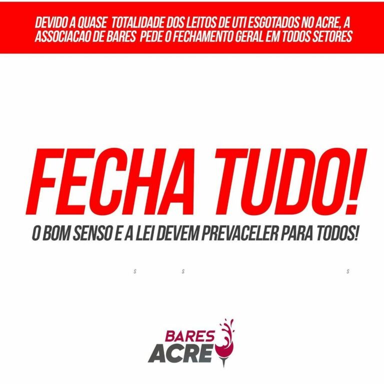 Associação com 25 bares pede que governo feche ‘tudo’ em Rio Branco: “Bom senso”