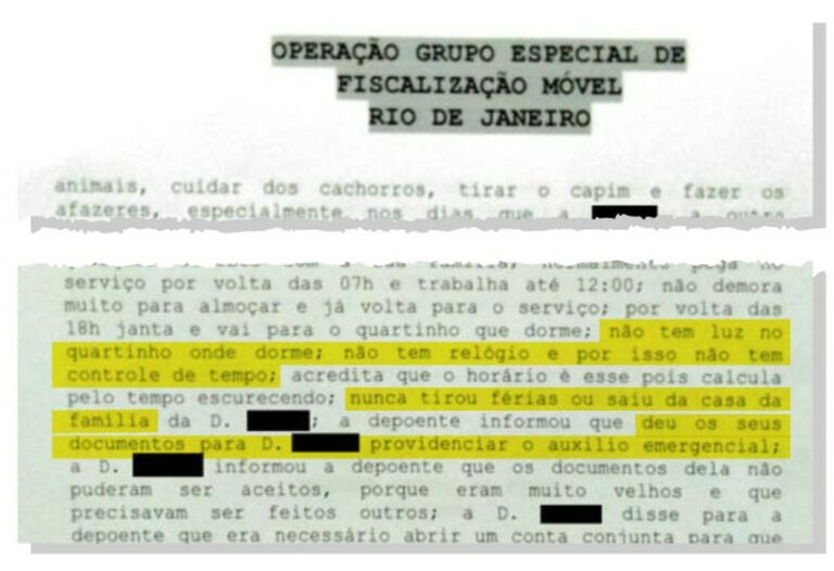Empregada resgatada em condições análogas à escravidão no Rio declarou que ‘não manda na própria vida’