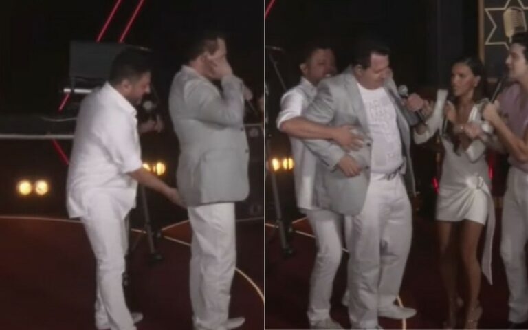 Bruno encoxa Marrone e leva ‘chega pra lá’ em live na virada do ano