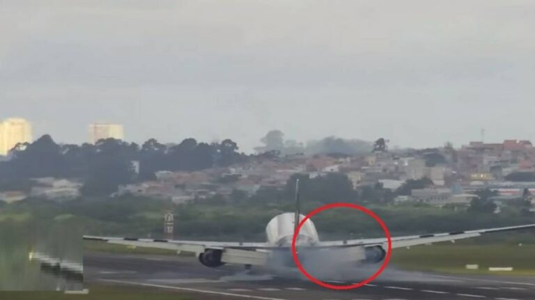 Pneu de avião estoura durante pouso no aeroporto de Guarulhos; assista vídeo