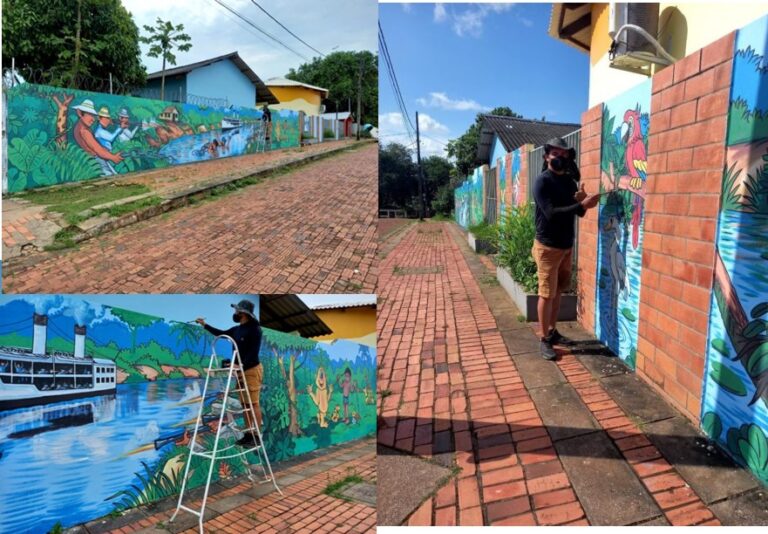 História acreana: artista plástico Natlino Soares colore muro no Tancredo Neves
