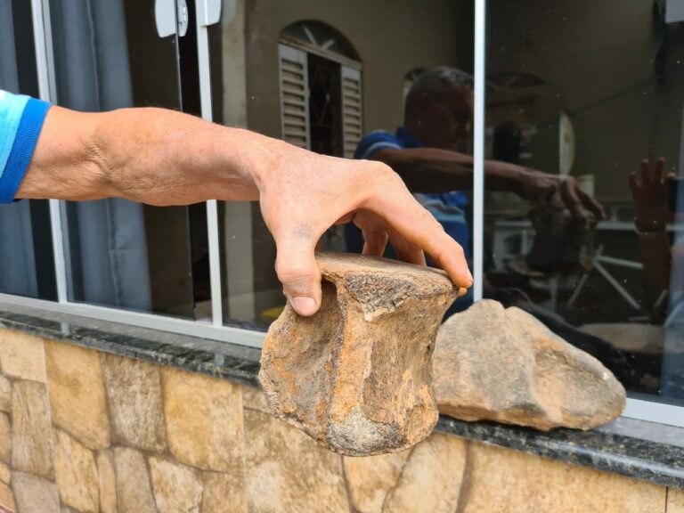 Senamadureirense encontra ossada de animal de grande porte nas margens do Rio Macauã