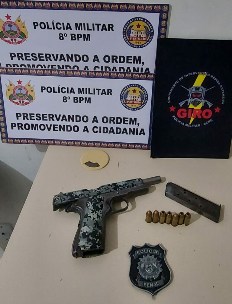 Homem é preso com pistola municiada na Vila Militar, em Sena Madureira