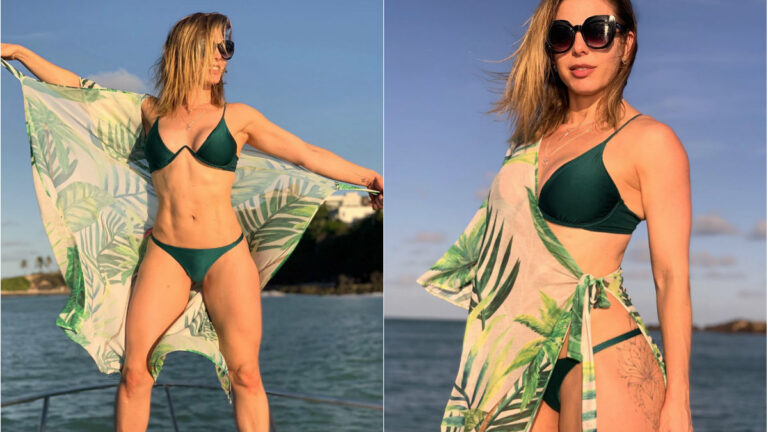 Sheila Mello posa na piscina e deixa a web encantada