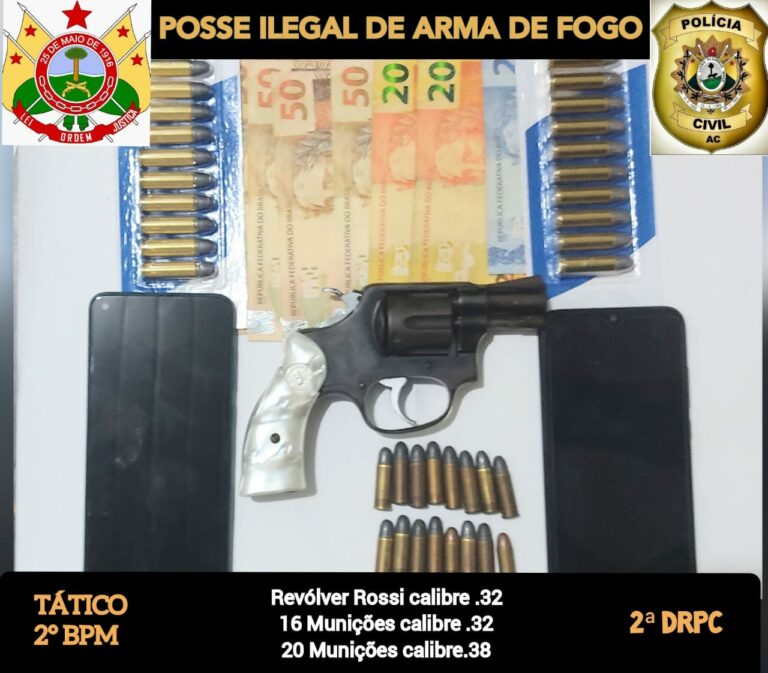 Homem de 63 anos é preso com arma municiada na Baixada da Sobral