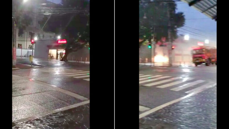 Agência do Santander dispara alarme que libera cortina de fumaça e engana bombeiros