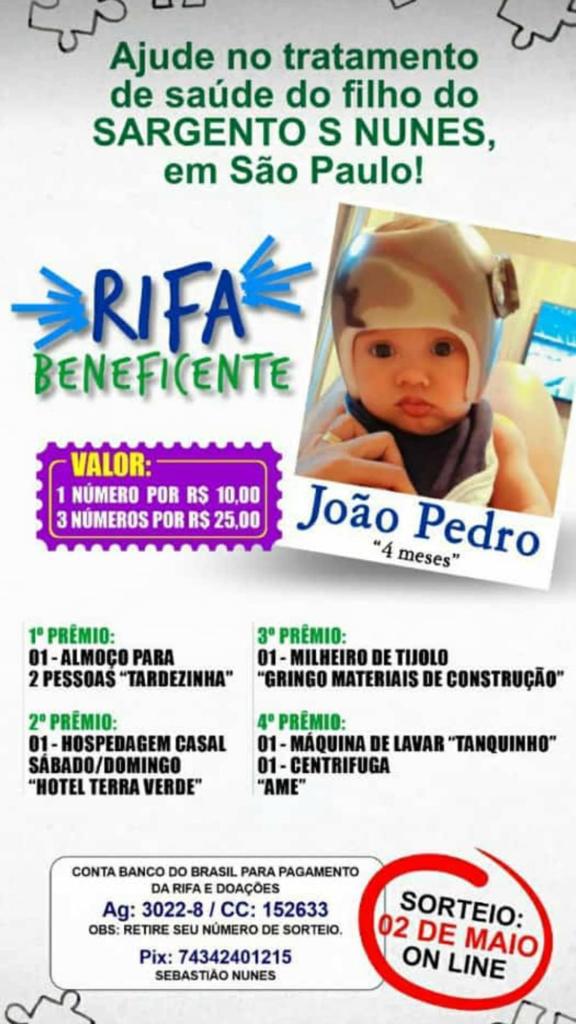 Família faz rifa para custear tratamento de bebê de 4 meses