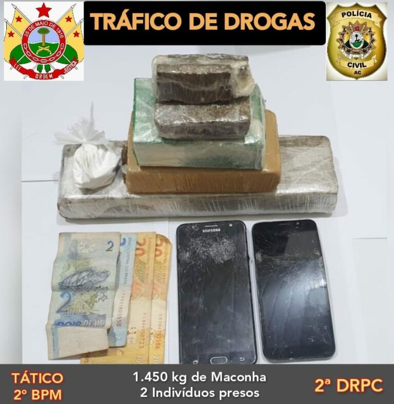 Dois são presos em flagrante por tráfico em Rio Branco