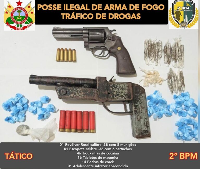 PM apreende adolescente vendendo drogas e com arma no Segundo Distrito de Rio Branco