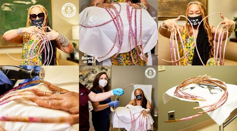 Mulher corta as maiores unhas do mundo após mais de 28 anos