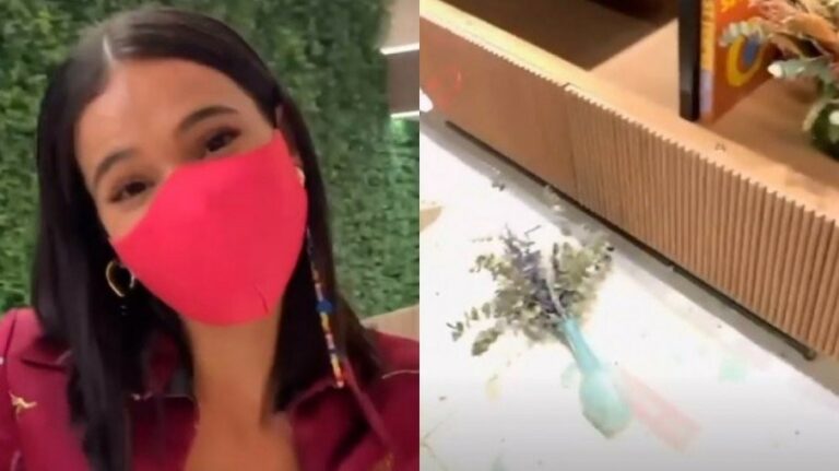 Bruna Marquezine passeia em shopping e quebra vaso de loja de luxo