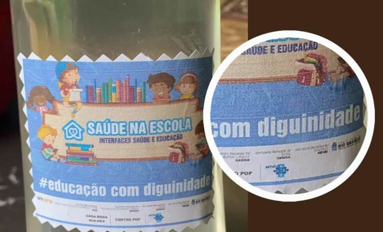 Secretaria de Educação de Rio Branco entrega frascos de álcool com erro ortográfico: “Diguinidade”