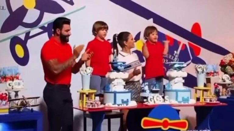 Gusttavo Lima e Andressa Suita comemoram juntos aniversário do filho mais velho