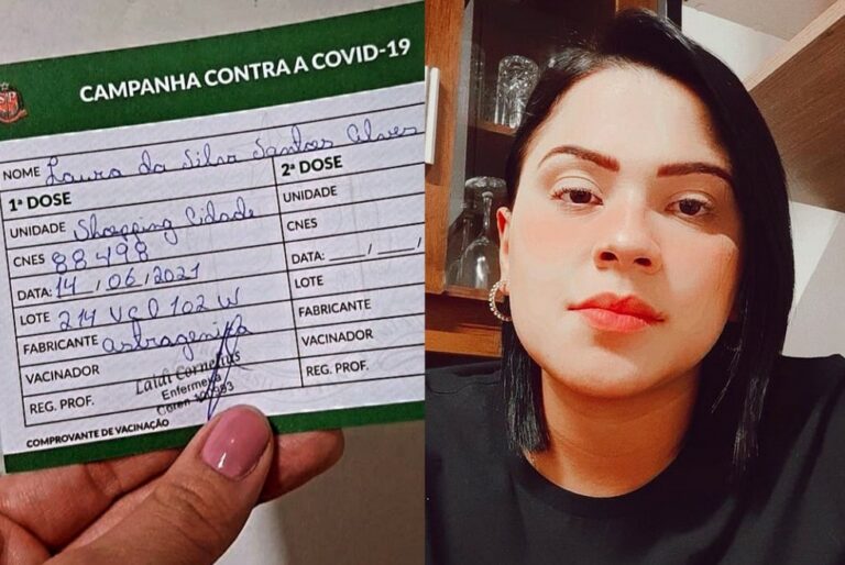 Psicóloga comemora vacina contra a Covid, mas descobre ao ver vídeo que imunizante não foi aplicado