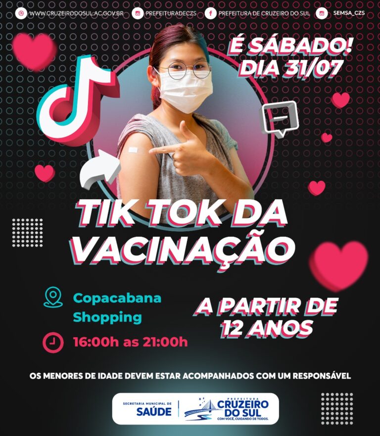 Prefeitura de Cruzeiro do Sul vacina público de 12 anos ou mais a partir de sábado