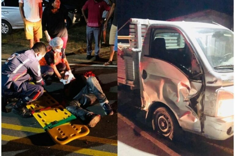 Motociclista fica gravemente ferido após colidir contra uma caminhonete no Acre