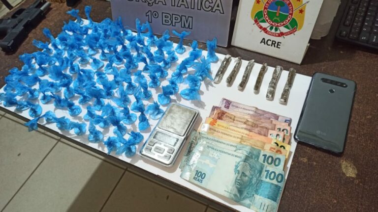 PM fecha “boca de fumo” e prende homem com mais de 100 trouxinhas de cocaína em Rio Branco