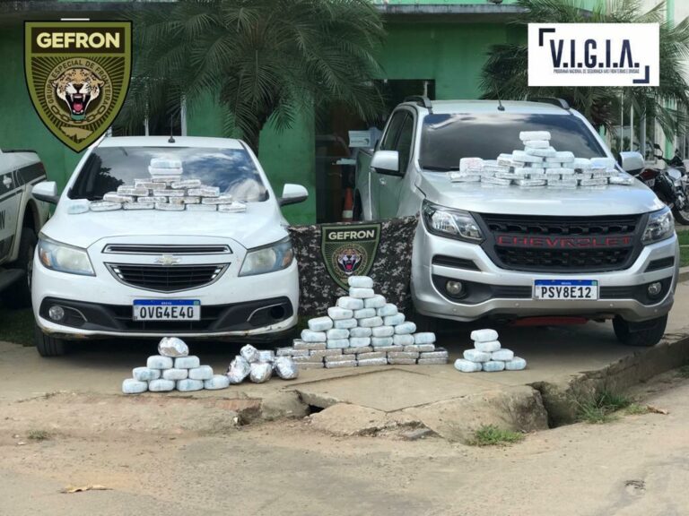No interior do Acre, polícia apreende mais de 115 kg de cocaína escondida em veículo; vídeo