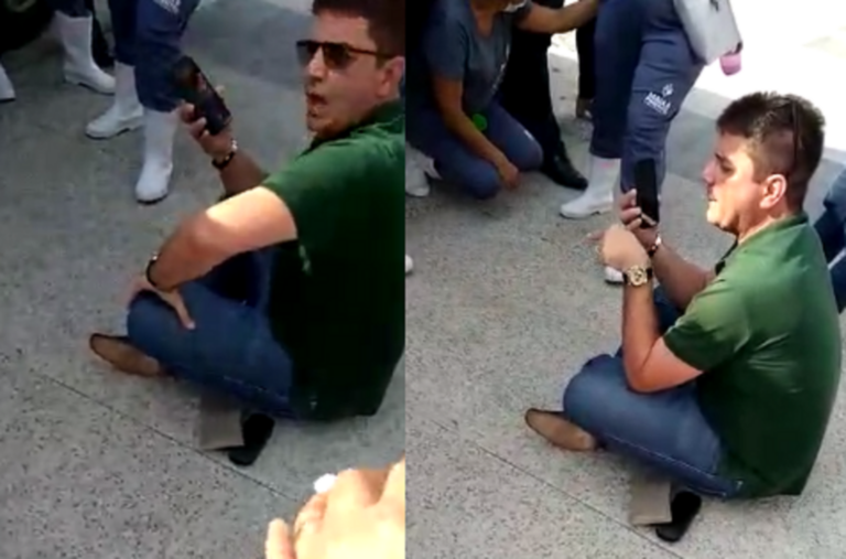 VÍDEO: Sentado no chão e com terceirizados em volta, Gladson cobra pagamentos: “Está sobrando só pro meu rabo!”