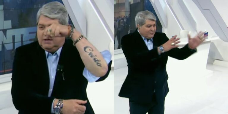 Datena interrompe programa ao ver espírito passando ao vivo na Band: “Sai de reto, Satanás!”