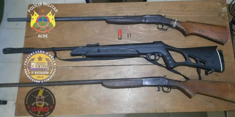 Polícia Militar de Santa Rosa do Purus realiza apreensão de três armas de fogo