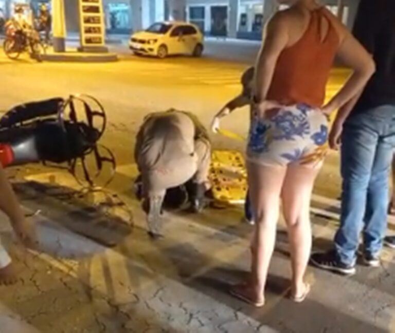 Vídeo: Acidente entre duas motos deixa homem em estado grave em principal avenida de Sena