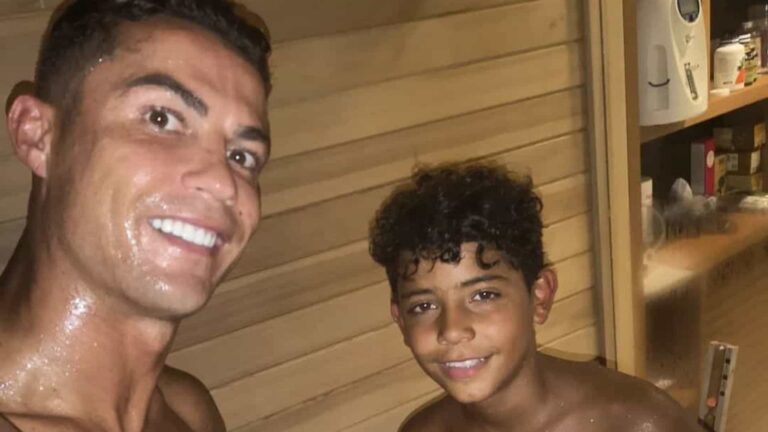 Ao lado do filho mais velho, Cristiano Ronaldo dá dica para o sucesso
