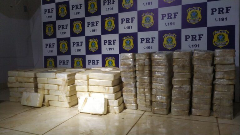 Mais de 140 kg de drogas são encontradas em compartimento secreto de caminhão, na BR-364