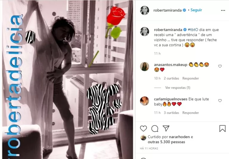 Aos 64 anos, Roberta Miranda posta foto seminua e provoca vizinho