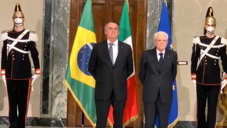 Presidente italiano recebe Bolsonaro em meio a protestos contra concessão de cidadania honorária