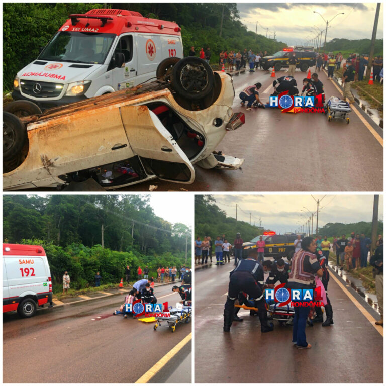 URGENTE: Grave capotamento na BR-364 deixa cinco pessoas feridas