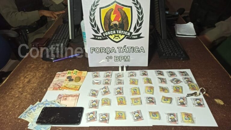 PM prende jovem de 19 anos vendendo drogas em Rio Branco