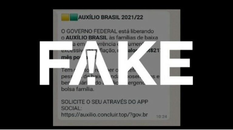 É #FAKE que cadastro do Auxílio Brasil pode ser feito a partir de link no WhatsApp