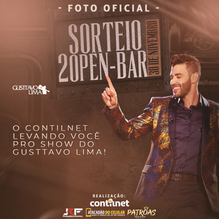 ContilNet lança promoção para sortear 2 ingressos Open Bar para o show de Gusttavo Lima; veja como participar!