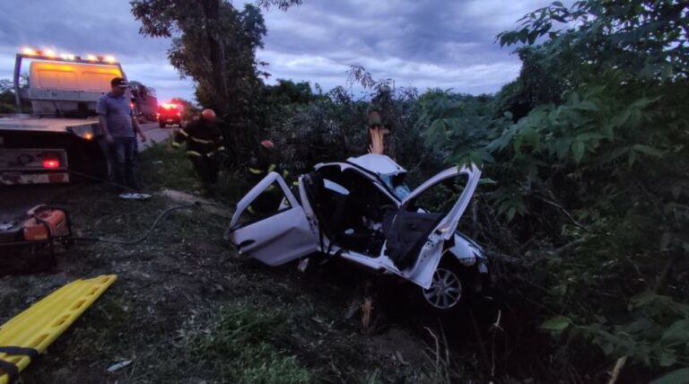 Duas mulheres morrem após carro sair da pista e colidir com árvore em estrada