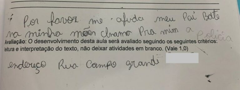 ‘Meu pai bate na minha mãe’: menina escreve pedido de socorro em prova, e polícia abre inquérito após resgatar mulher em RO