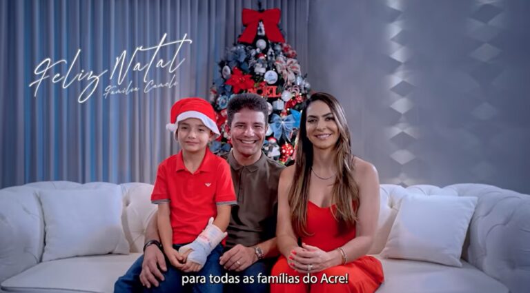 Gladson, Ana Paula e Guilherme Cameli gravam vídeo de Natal para os acreanos: “Ano de desafios”