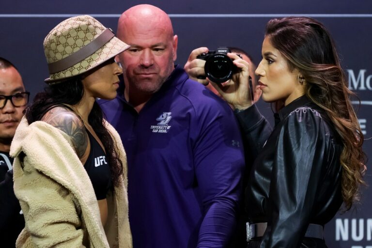 UFC 269: Amanda Nunes e Julianna Peña discutem durante coletiva de imprensa em Las Vegas