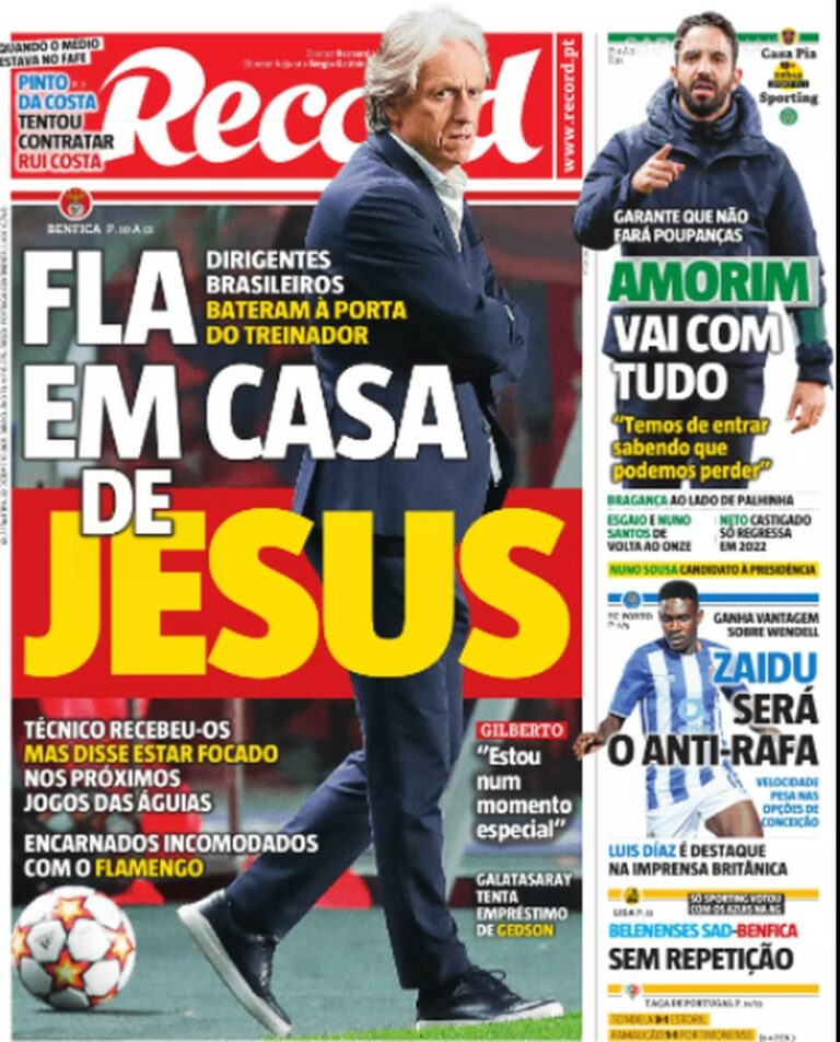 Reunião com Flamengo às vésperas de clássico aumenta a temperatura sobre Jesus e Benfica em Portugal
