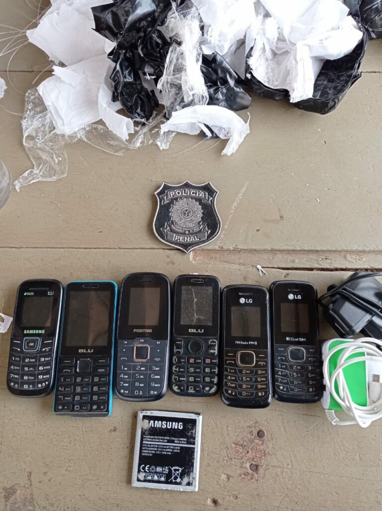 Policiais penais apreendem seis celulares lançados por cima da muralha do presídio de Sena