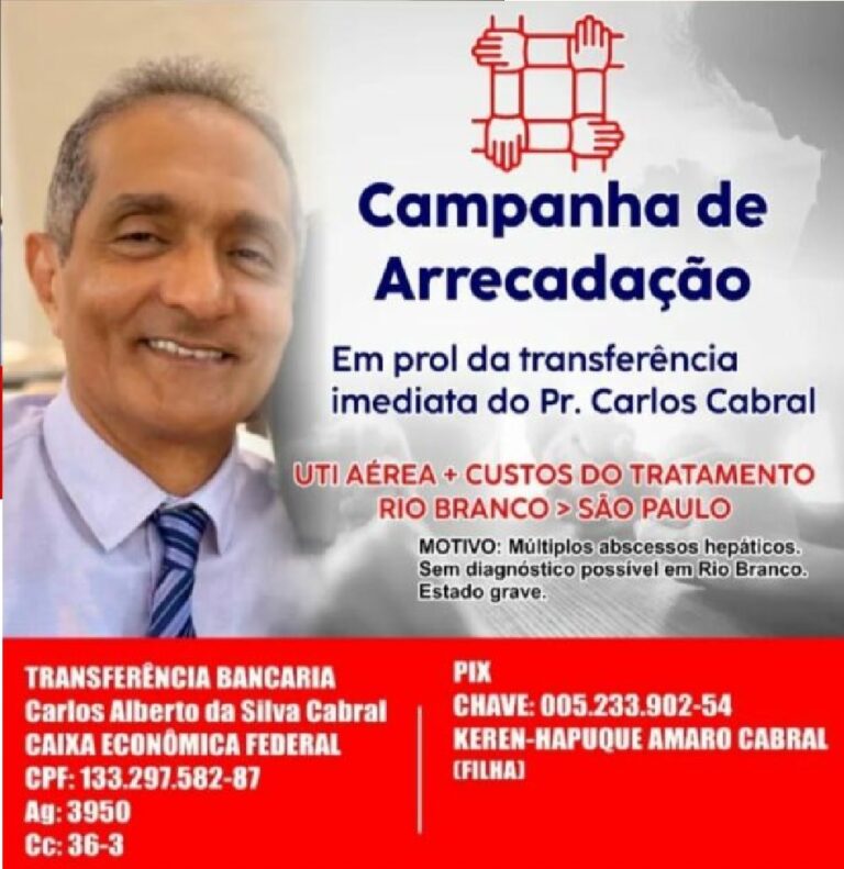 Em estado grave, familiares de pastor do AC pedem ajuda para custear UTI aérea e tratamento em SP